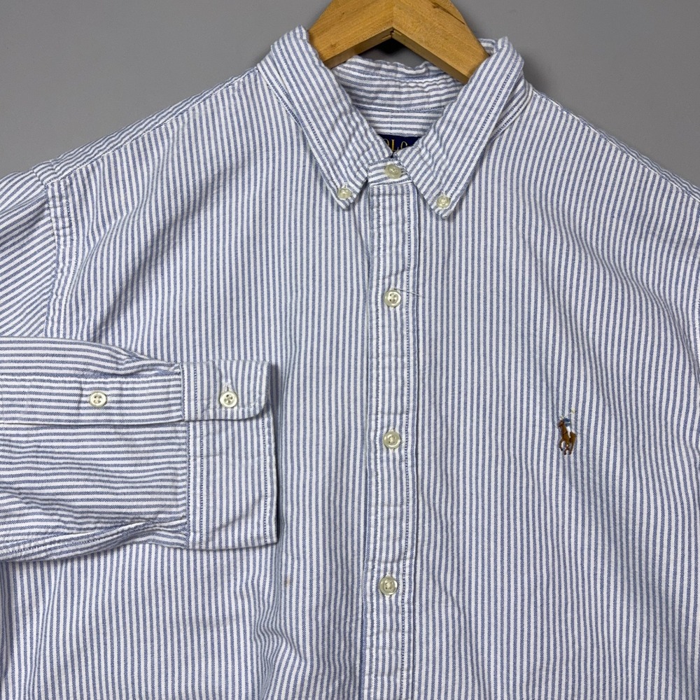 Polo Ralph Lauren Striped Oxford Shirt Mens Size XL Tall Blue Preppy
